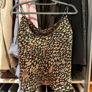 fab'rik Black and Tan Patterned satin blouse